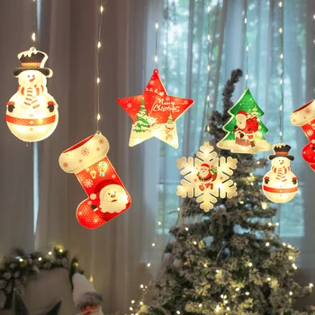 Kardin tuled uued LED värvilised tuled Jõulud dekoratsiooni maalitud tähed veekindel aku ice bar lamp string