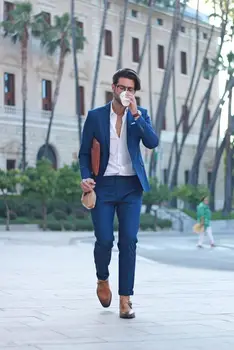 Kvaliteetne Meeste Ülikond Smoking Custom Made Pulm Kostüümid Meeste 2021 Kohandatud Kerge Tumesinine Meeste Sobib Püksid Kostüüm Homme